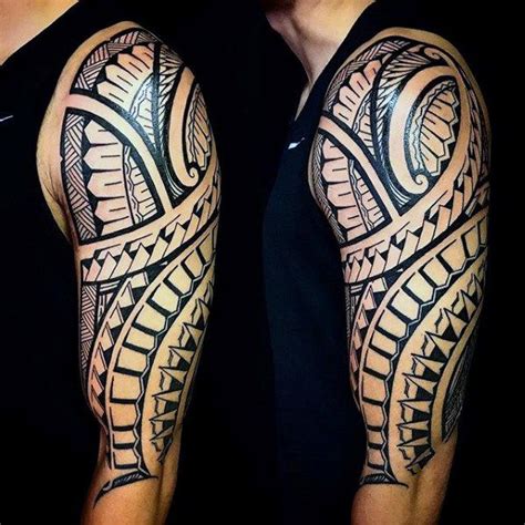 Polynesian Tribal Shoulder Tattoos For Men