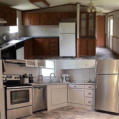 Before And After Images Of Mobile Home Kitchen Renovation Mobile Home