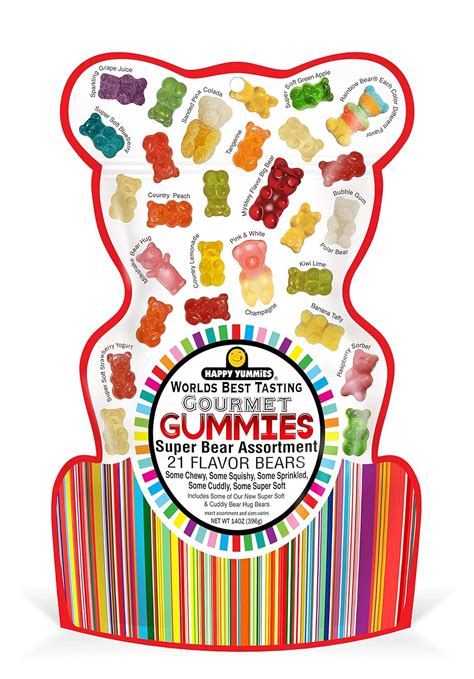 happy yummies worlds best tasting gourmet gummy candy 21 flavor super bear