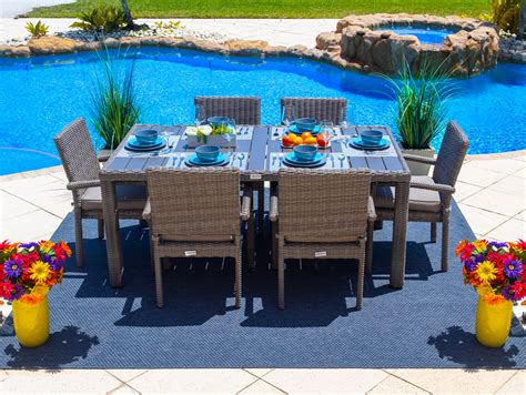 Tuscany 7 Piece Outdoor Dining Table Set In Gray