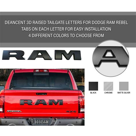 New Chrome Ram 1500 Tailgate Ram Emblem Letters Fit For 2015 2018 Dodge