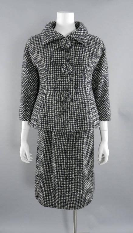 Simonetta 1960 S Navy And White Tweed Skirt Suit Clothes Design 60s
