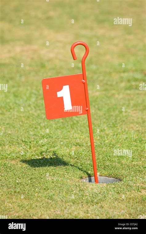 Number One Pin And 1st Hole On A Putting Green Stock Photo Alamy