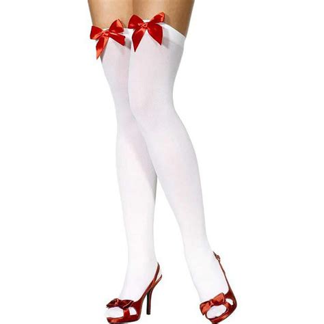 joke shop white stocking with red bows