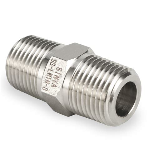 lw1n hex nipple stainless steel 304 pipe fitting bspt steel 1 8 inch npt male pipe nipple