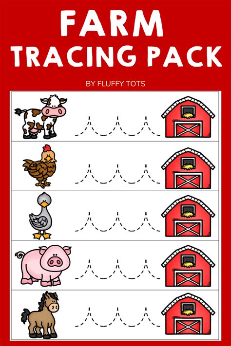 Farm Animals Tracing Lines Preschool For Back To School Morning Work