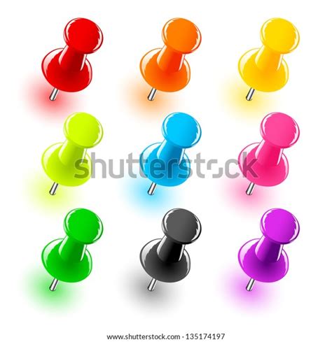 Vector Illustration Representing Colored Pins Stock Vector Royalty