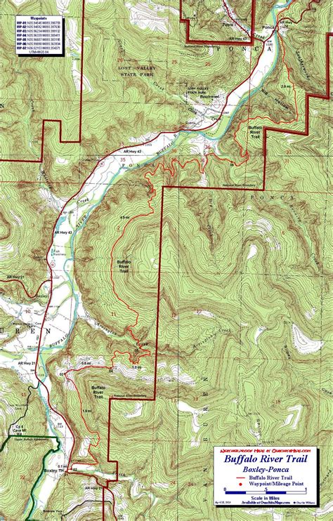 Buffalo River Trail Western Section Free Detailed Topo Map