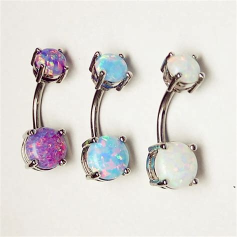 New Brand Opal Gem Navel Piercing Belly Button Rings 14g Body Piercing Navel Sexy Jewellery