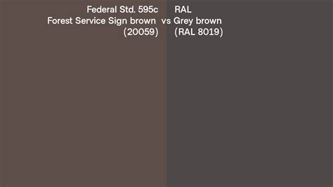 Federal Std 595c Forest Service Sign Brown 20059 Vs Ral Grey Brown