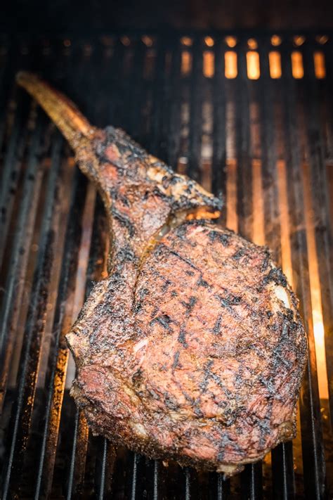 Smoked And Seared Tomahawk Steak On A Pellet Grill Photos Food