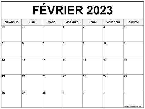 février 2023 calendrier imprimable | Calendrier gratuit
