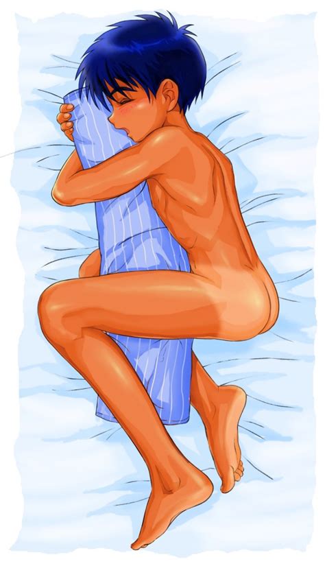 Takenokoya 1boy Ass Bed Blush Body Pillow Male Focus Nude Open