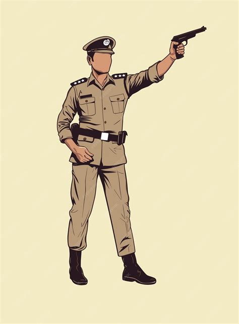 Premium Vector Indian Policeman Police Officer In Uniform With Gun
