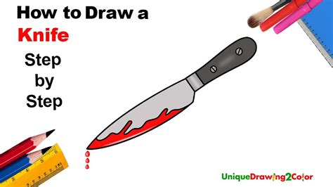 How To Draw A Knife Step By Step Drawing Tutorial Youtube