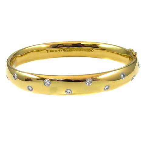 Tiffany And Co Diamond Gold Platinum Etoile Bangle Bracelet For Sale