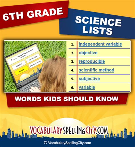 6th Grade Science Vocabulary Words Sixth Grade Science Terms