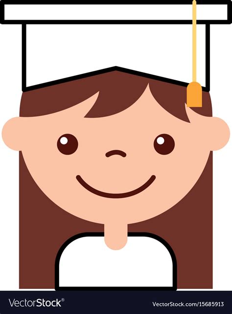 Cute Girl Graduated Icon Royalty Free Vector Image