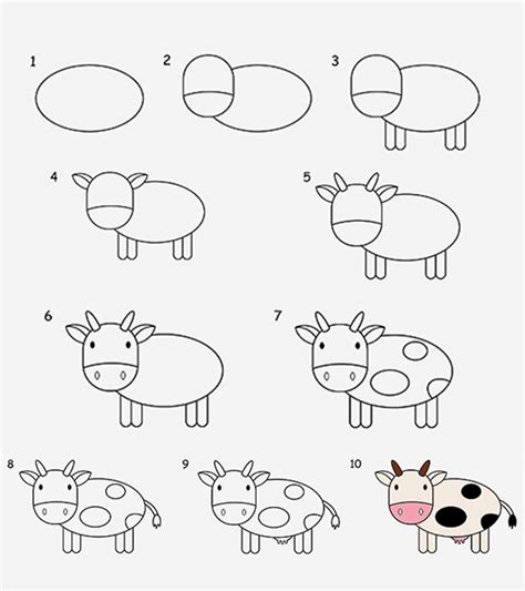 2 Easy Tutorials On How To Draw A Cow For Kids
