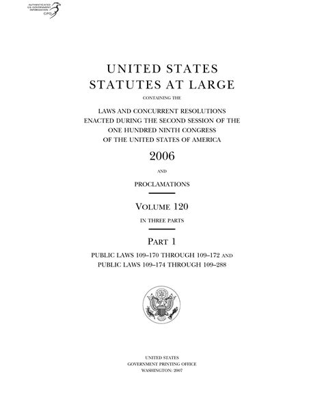 United States Statutes At Large Volume 120 2006 Unt Digital Library