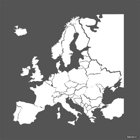 West Europe Map Black And White Clipart