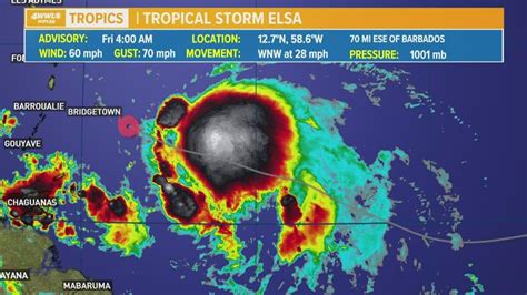 Tropical Storm Elsa Strengthens Barrels Towards The Caribbean Youtube
