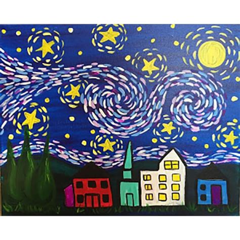 All Ages Owl Van Goghs Starry Night Kids Edition Paint Party Kids