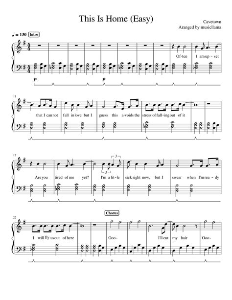 This Is Home Cavetown Easy Piano Sheet Music For Piano Solo