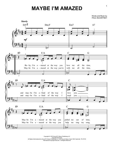 Maybe Im Amazed Sheet Music By Paul Mccartney Easy Piano 64640