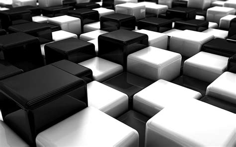 Hd Wallpaper Abstract Art Black Blocks Cubes Digital White No