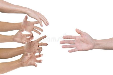 Hand Reaching For Helping Hand Isolated On White Stock Photo Image