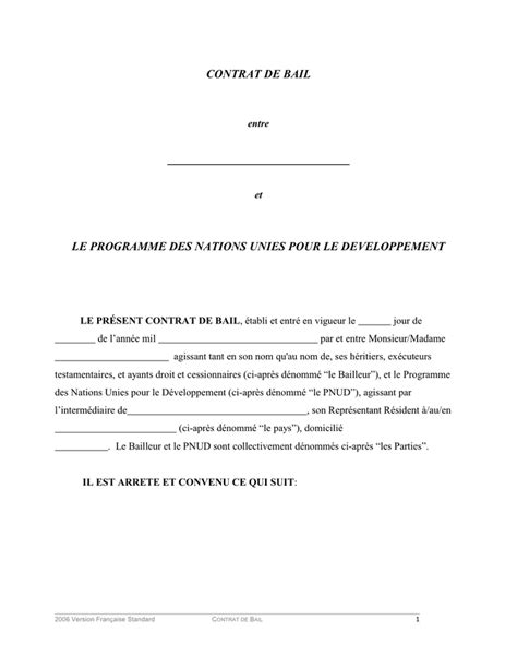 Exemple De Contrat De Bail DOC PDF Page 1 Sur 11