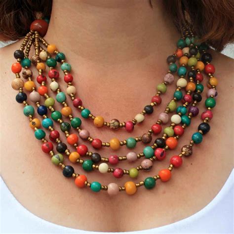 Artisans In The Andes Every Color Beaded Necklace With Acai Seed