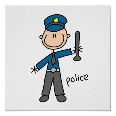 Police Officer Stick Figure Poster Au