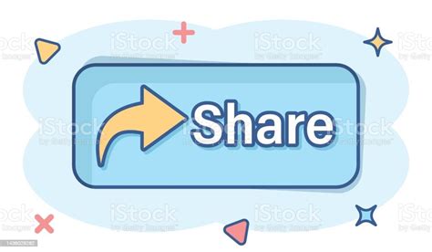 Share Button Icon In Comic Style Arrow Cartoon Sign Vector Illustration
