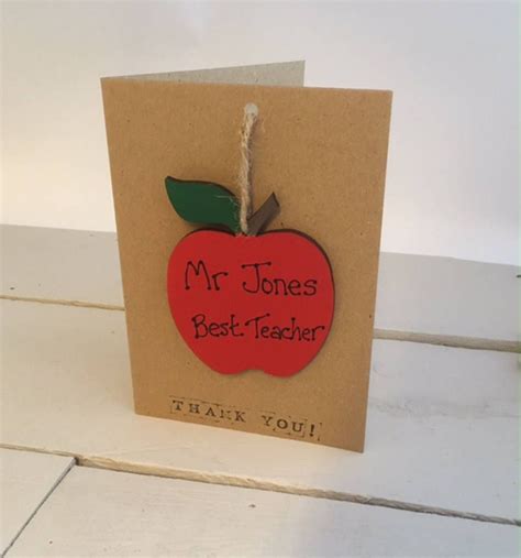 Personalised Teacher Ta Thank You Wooden Apple Card By Craft Heaven