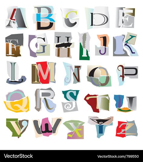 Collage Letters Royalty Free Vector Image Vectorstock