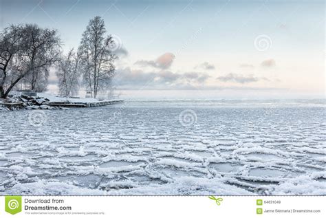 Frosty Winter Day Next To Lake Stock Image Image Of Blue Tampere