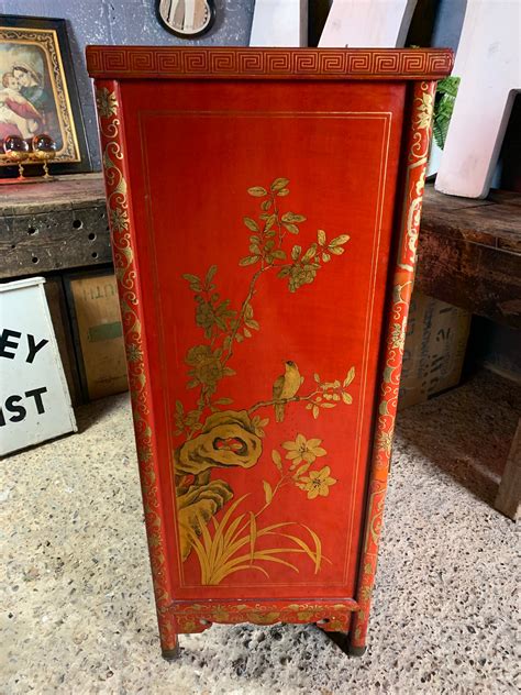 A Red And Gold Lacquer Chinoiserie Cabinet Belle And Beast Emporium
