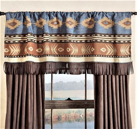 Sierra Blue Southwestern Valance Southwest Living Western Curtains