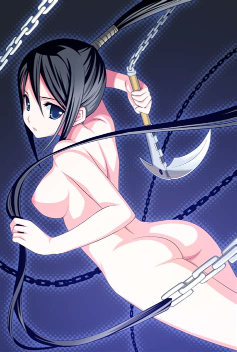 Xbooru 1girl Amano Yuu Ass Breasts Chain Scythe Kusarigama Long Hair