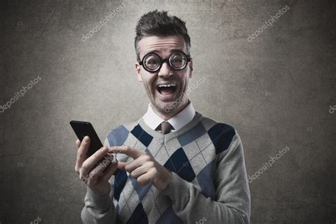 Cheerful Guy With Smartphone — Stock Photo © Stockasso 65526207