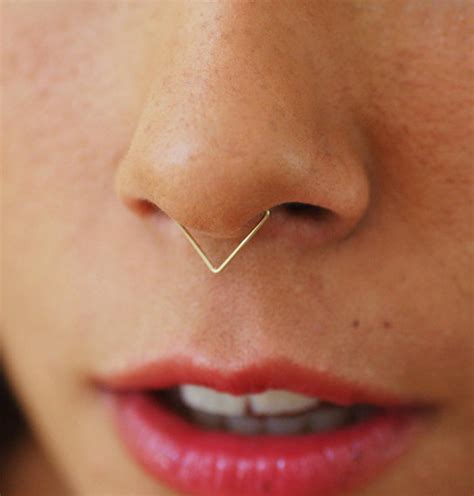 Triangle Septum Nose Ring Septum Ring Gold Gold Septum Etsy