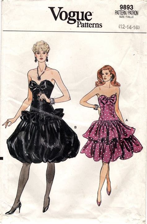 Vintage 1980s Vogue Sewing Pattern 9893 Misses Party Dress Etsy In