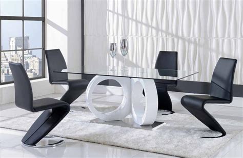 Exclusive Rectangular Glass Top Leather Designer Modern Dining Room Houston Texas Gf9002