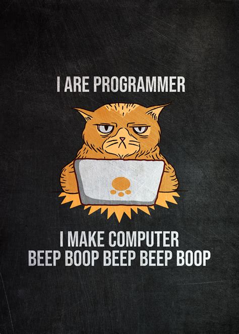Programmer Cat Poster By Posterworld Displate Cat Posters Funny