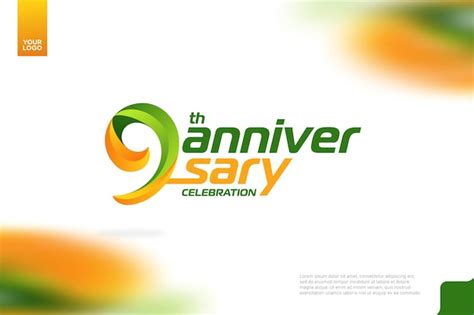 Logotipo Do 9o Aniversário Com Uma Combinação De Laranja E Verde Sobre