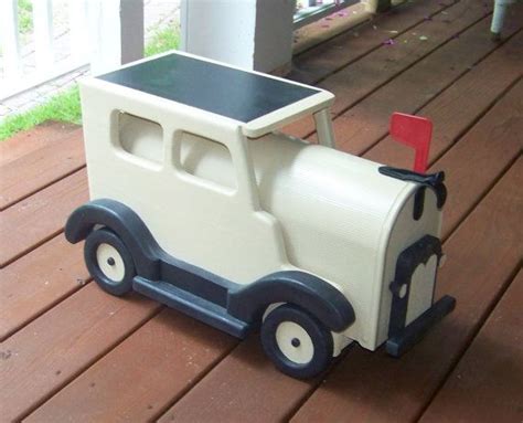 Cream and Black Old Car Mailbox by Garythecarpenter on Etsy | Old cars