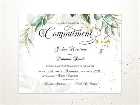 Commitment Certificate Free Printable