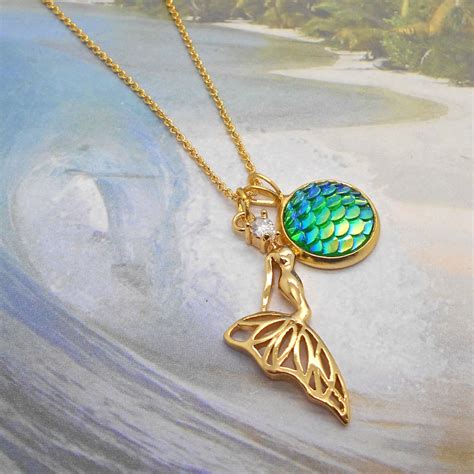 Gold Mermaid Necklace Mermaid Beach Jewelry Beach Wedding Etsy